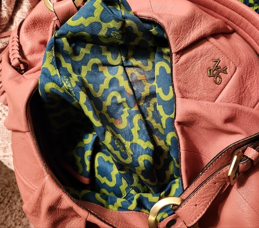 Oryany Rose Pink Leather Hobo Bag With Dustbag